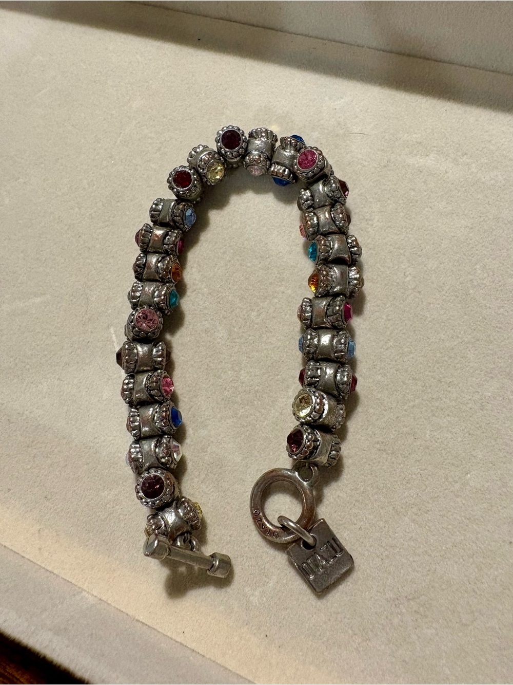 Multicolor Crystal Silver-Tone Beaded Bracelet